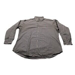 Polo Ralph Lauren Shirt Mens XXL Classic Fit Blue Check Oxford Flesh Pony EUC